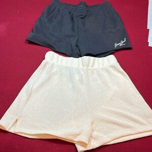 H&M SHORTS LOT NEW ivory poly viscose knit, black Jersey Knit sweat-shorts, S M